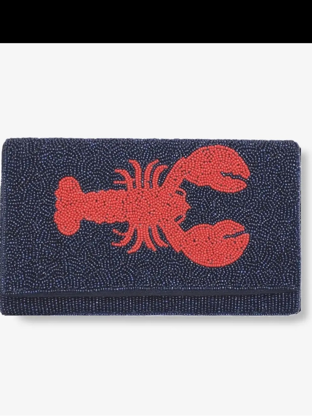 Navy Beaded Lobster Clutch | New England Style Statement Bag